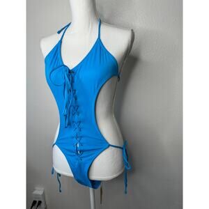 NWT Skims Lace-Up Monokini Turquoise One-Piece Swimsuit XS